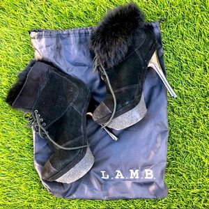 L.A.M.B. black Pier Suede Boots size 5.5